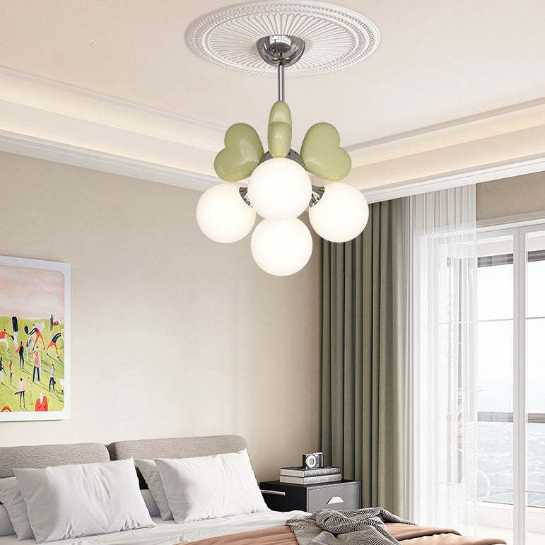 Scandinavian Cream Love Heart Kids Orb Resin Chandelier