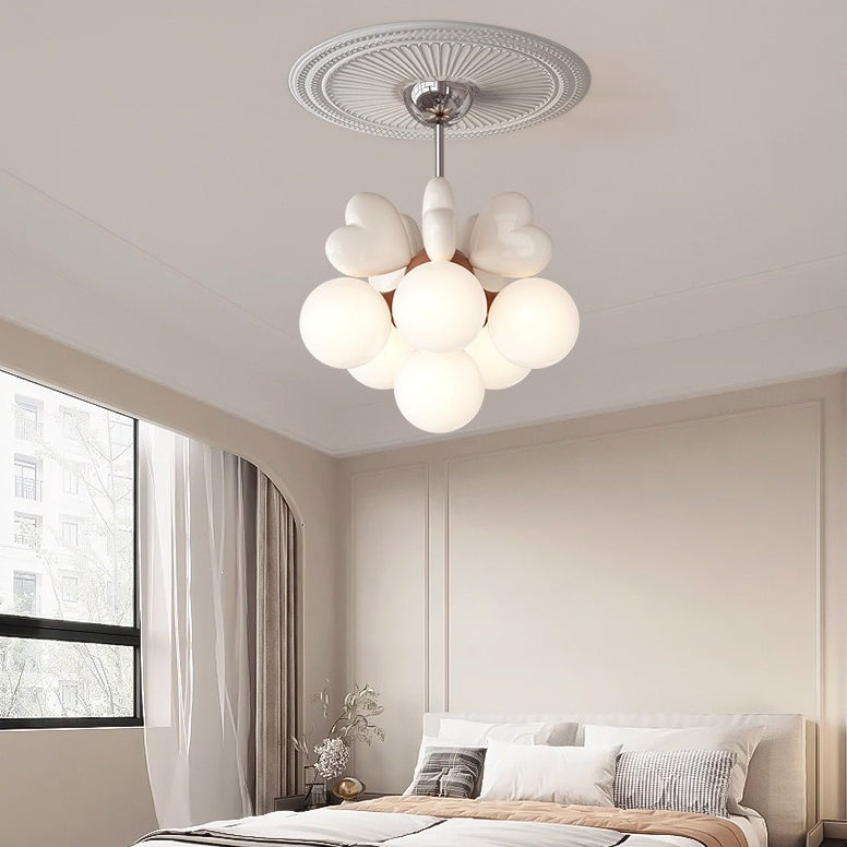 Scandinavian Cream Love Heart Kids Orb Resin Chandelier