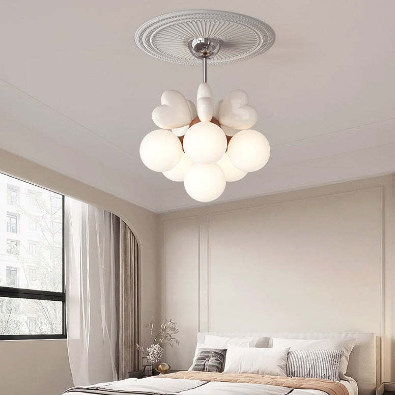 Scandinavian Cream Love Heart Kids Orb Resin Chandelier