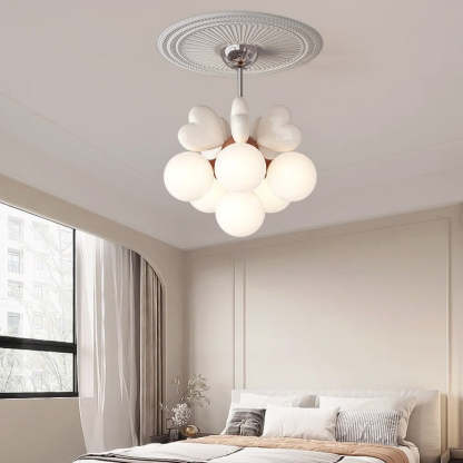 Scandinavian Cream Love Heart Kids Orb Resin Chandelier