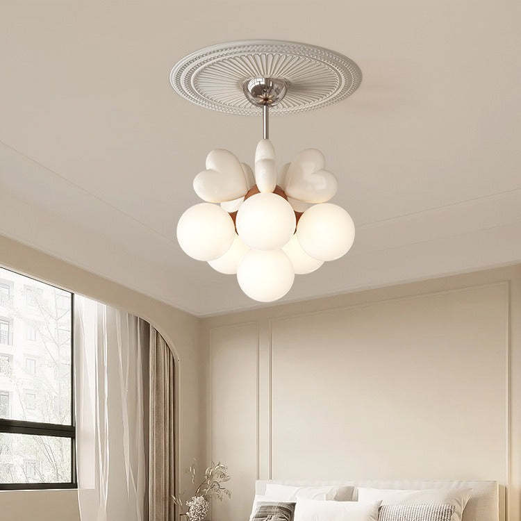 Scandinavian Cream Love Heart Kids Orb Resin Chandelier