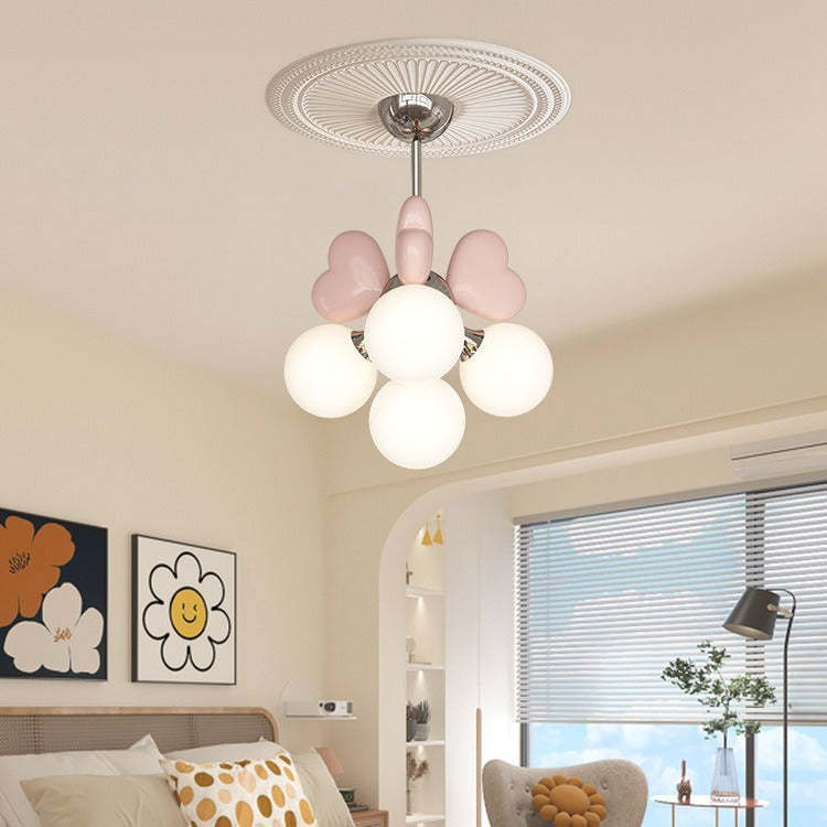 Scandinavian Cream Love Heart Kids Orb Resin Chandelier