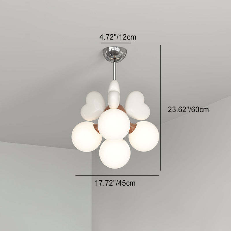 Scandinavian Cream Love Heart Kids Orb Resin Chandelier