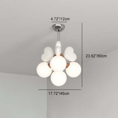 Scandinavian Cream Love Heart Kids Orb Resin Chandelier