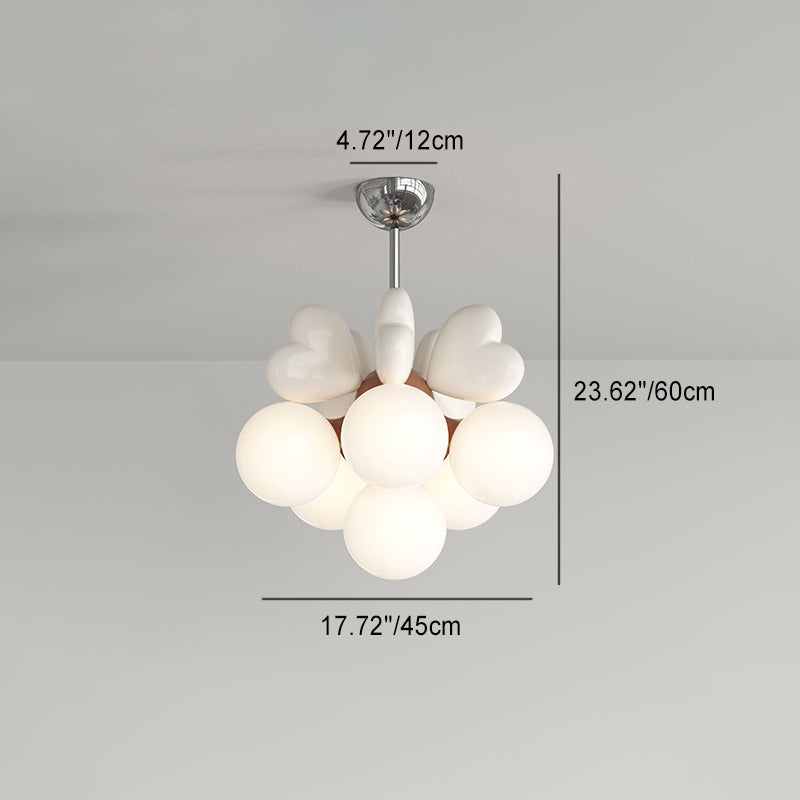 Scandinavian Cream Love Heart Kids Orb Resin Chandelier