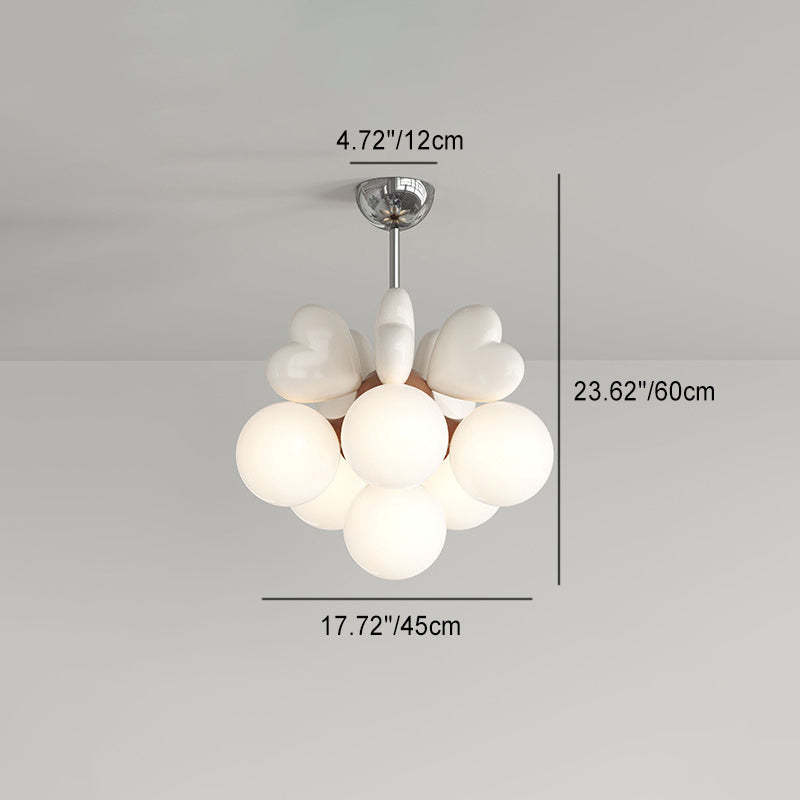 Scandinavian Cream Love Heart Kids Orb Resin Chandelier