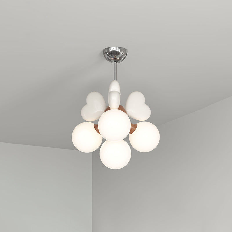 Scandinavian Cream Love Heart Kids Orb Resin Chandelier