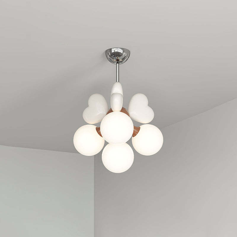 Scandinavian Cream Love Heart Kids Orb Resin Chandelier