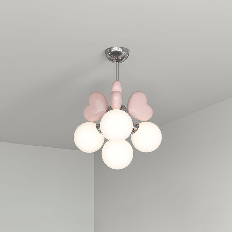 Scandinavian Cream Love Heart Kids Orb Resin Chandelier
