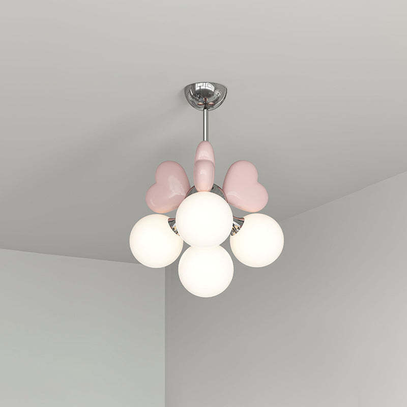 Scandinavian Cream Love Heart Kids Orb Resin Chandelier