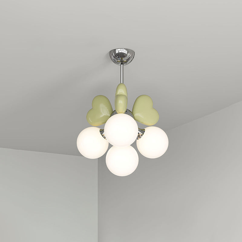 Scandinavian Cream Love Heart Kids Orb Resin Chandelier