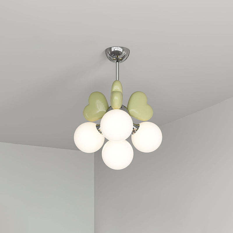 Scandinavian Cream Love Heart Kids Orb Resin Chandelier