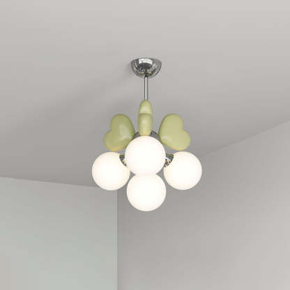 Scandinavian Cream Love Heart Kids Orb Resin Chandelier
