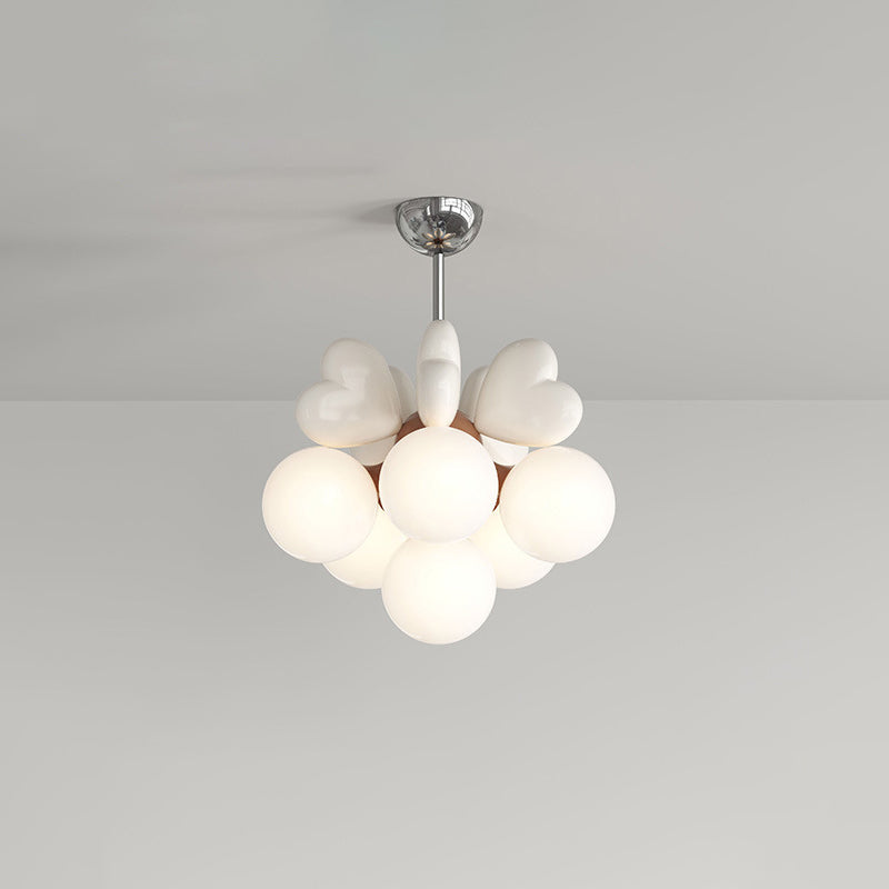 Scandinavian Cream Love Heart Kids Orb Resin Chandelier