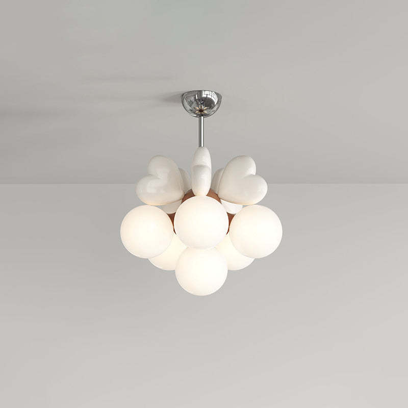 Scandinavian Cream Love Heart Kids Orb Resin Chandelier