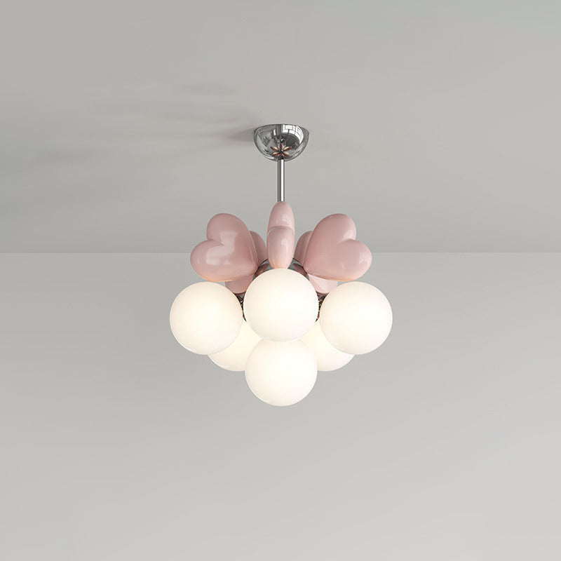 Scandinavian Cream Love Heart Kids Orb Resin Chandelier