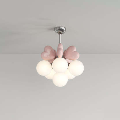 Scandinavian Cream Love Heart Kids Orb Resin Chandelier