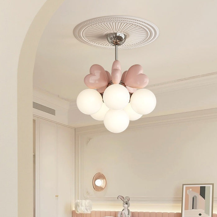 Scandinavian Cream Love Heart Kids Orb Resin Chandelier