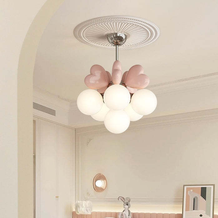 Scandinavian Cream Love Heart Kids Orb Resin Chandelier