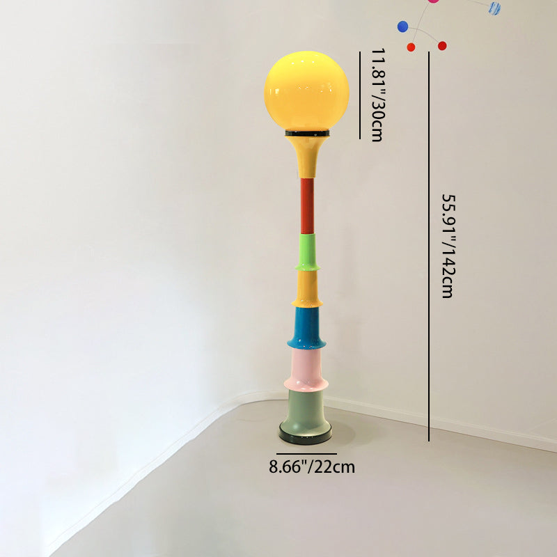 Colorful Lollipop Orb Iron LED Floor Lamp — Colorful Base + Green Lampshade / Infinitely Dimmable / 220V-240V For UK/AU