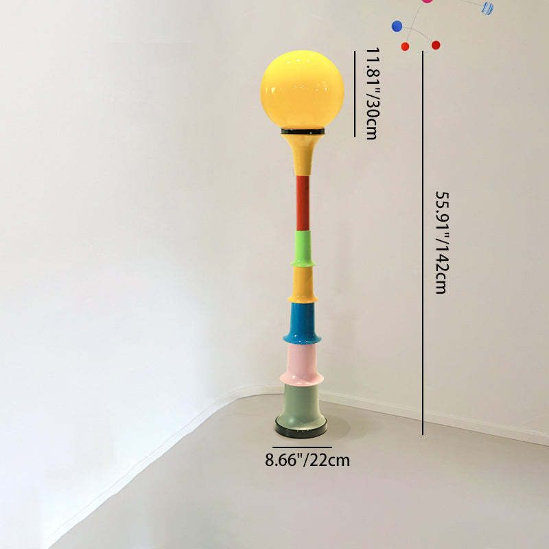 Colorful Lollipop Orb Iron LED Floor Lamp — Colorful Base + Green Lampshade / Infinitely Dimmable / 220V-240V For UK/AU