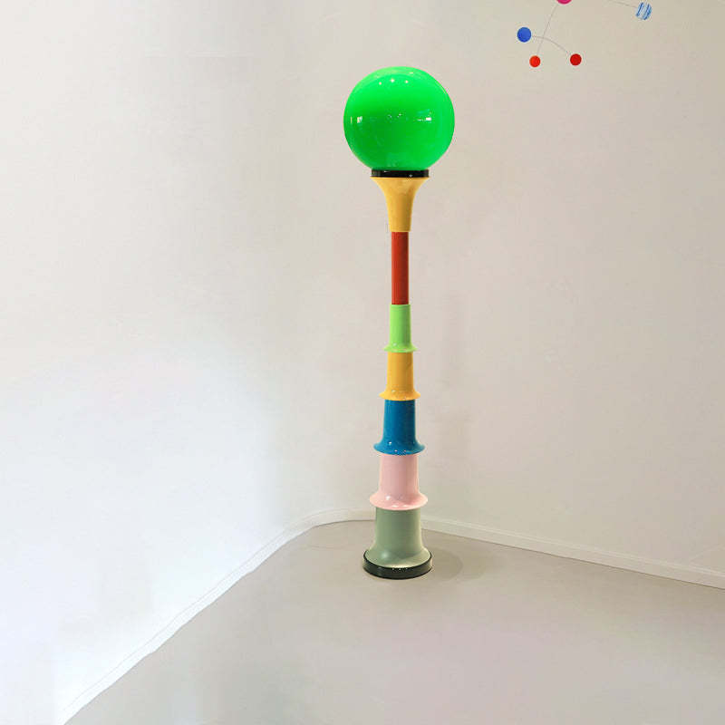 Colorful Lollipop Orb Iron LED Floor Lamp — Colorful Base + White Lampshade / Infinitely Dimmable / 220V-240V For UK/AU