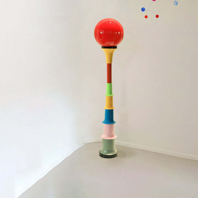 Colorful Lollipop Orb Iron LED Floor Lamp — White Base + Green Lampshade / Infinitely Dimmable / 220V-240V For UK/AU
