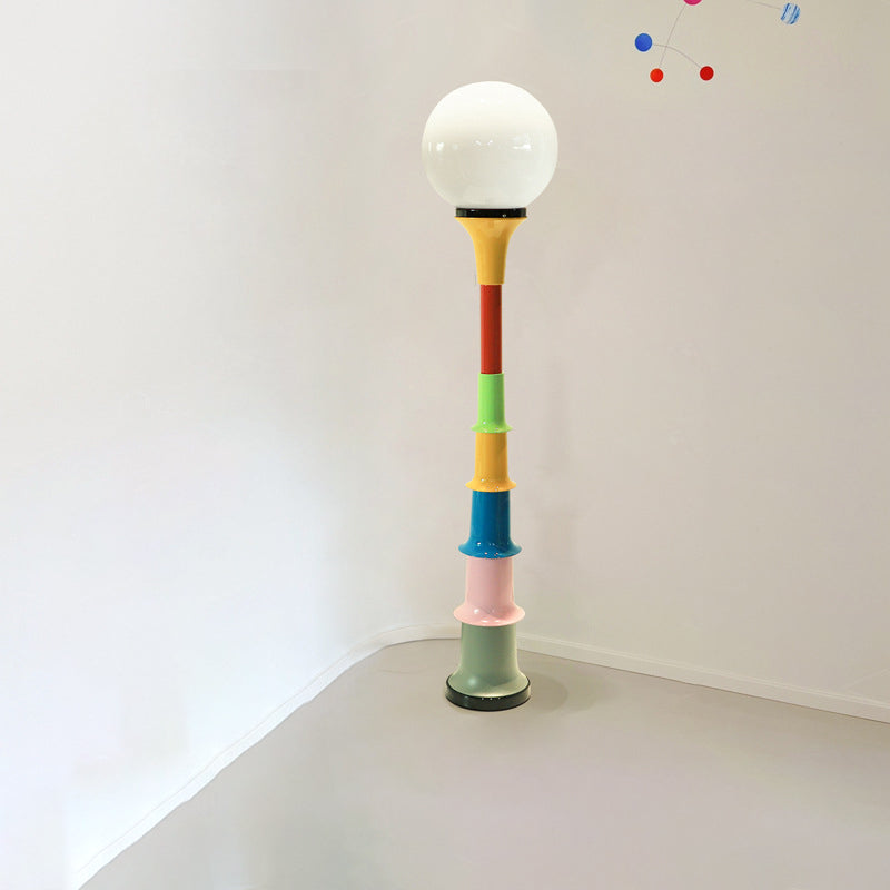 Colorful Lollipop Orb Iron LED Floor Lamp — White Base + Green Lampshade / Infinitely Dimmable / 110V-120V For US/CA