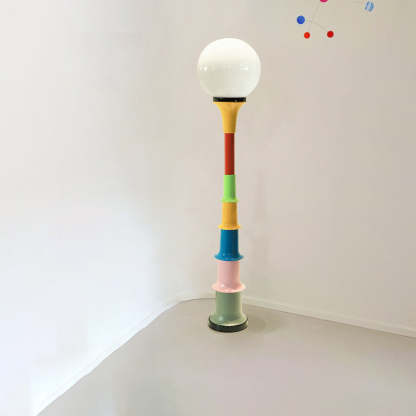 Colorful Lollipop Orb Iron LED Floor Lamp — White Base + Green Lampshade / Infinitely Dimmable / 110V-120V For US/CA