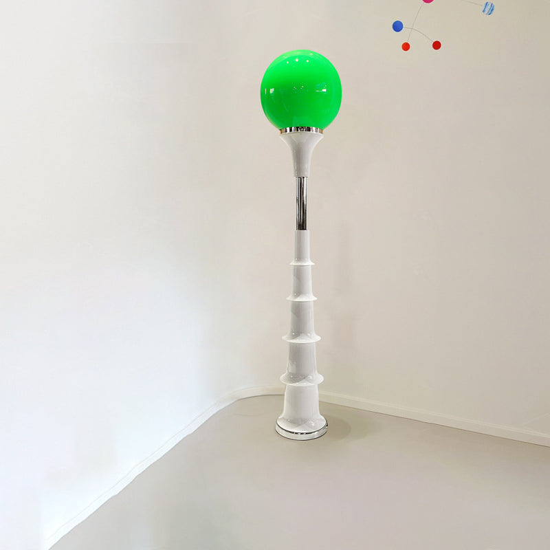 Colorful Lollipop Orb Iron LED Floor Lamp — White Base + Red Lampshade / Infinitely Dimmable / 220V-240V For UK/AU