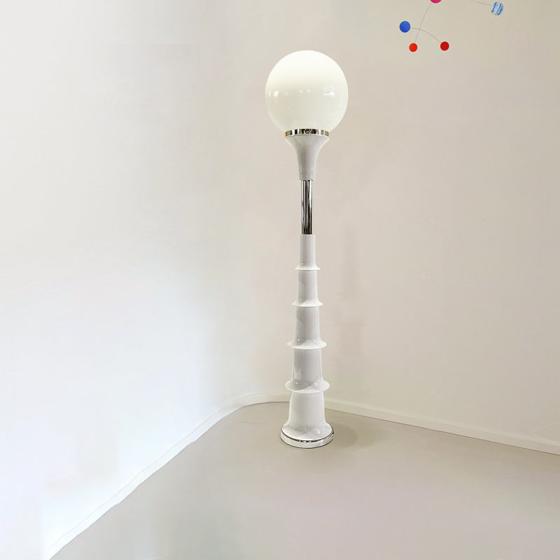 Colorful Lollipop Orb Iron LED Floor Lamp — White Base + White Lampshade / Infinitely Dimmable / 110V-120V For US/CA