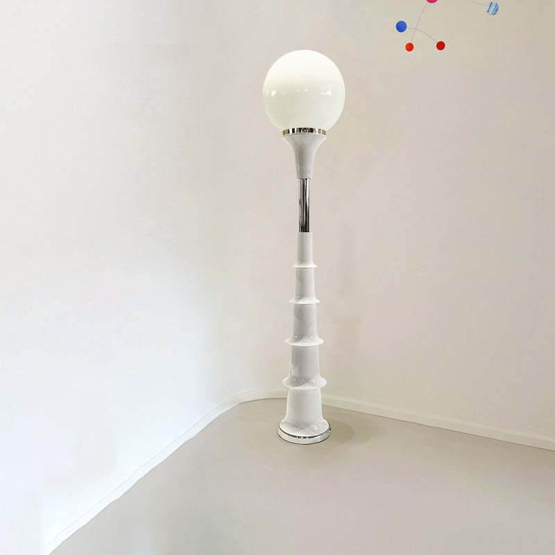 Colorful Lollipop Orb Iron LED Floor Lamp — White Base + White Lampshade / Infinitely Dimmable / 110V-120V For US/CA