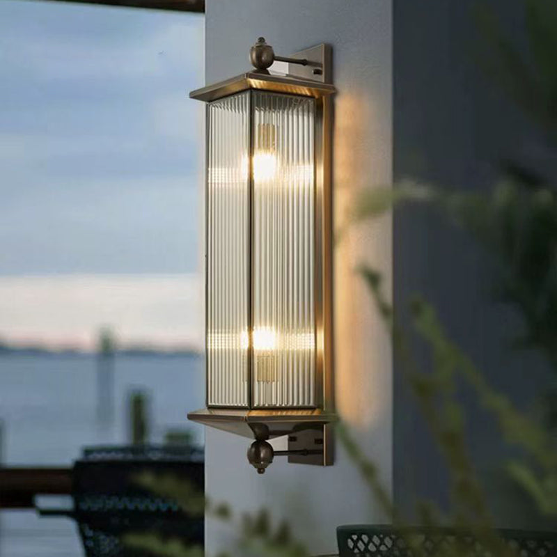 Chinese rectangle wall sconces in glass — Small - 1 / Bronze / 220V-240V (UK/AU)