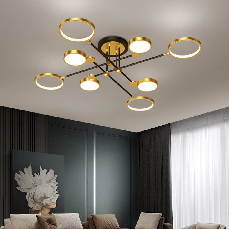 Lighom nordic silicone round acrylic chandeliers — Brushed Gold / 110V-120V (US/CA) / Style F