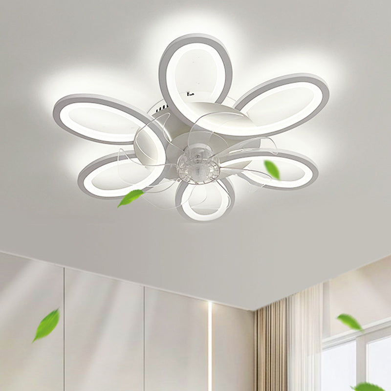Modern Art Deco Flower Flush Mount Ceiling Fan