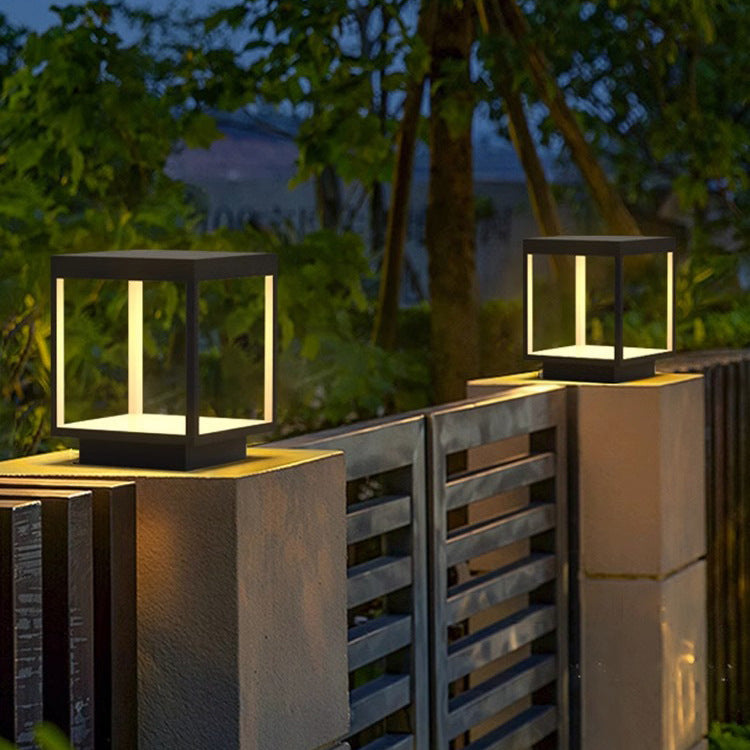 Minimalist square acrylic outdoor post lights — Small (12"H / 220V-240V (UK/AU)