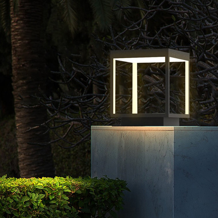 Minimalist Solar Square Iron Acrylic LED Outdoor Light