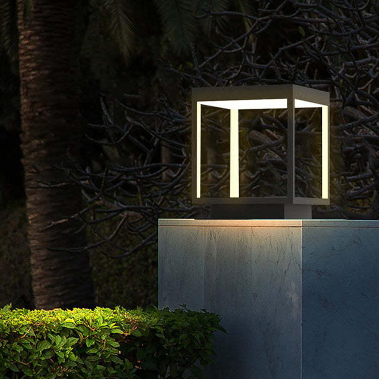 Minimalist Solar Square Iron Acrylic LED Outdoor Light