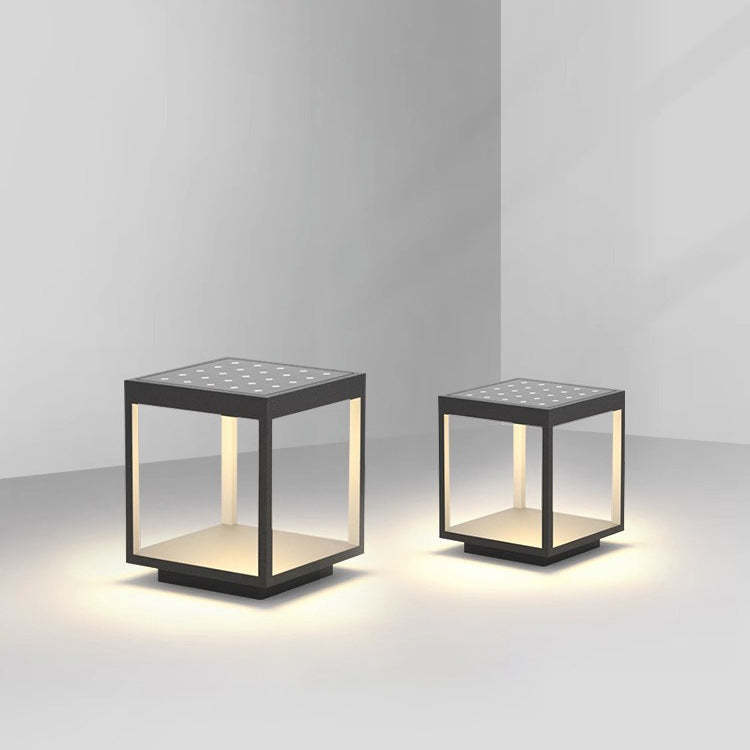 Minimalist Solar Square Iron Acrylic LED Outdoor Light