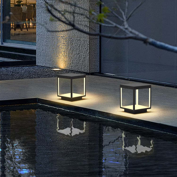 Minimalist Solar Square Iron Acrylic LED Outdoor Light