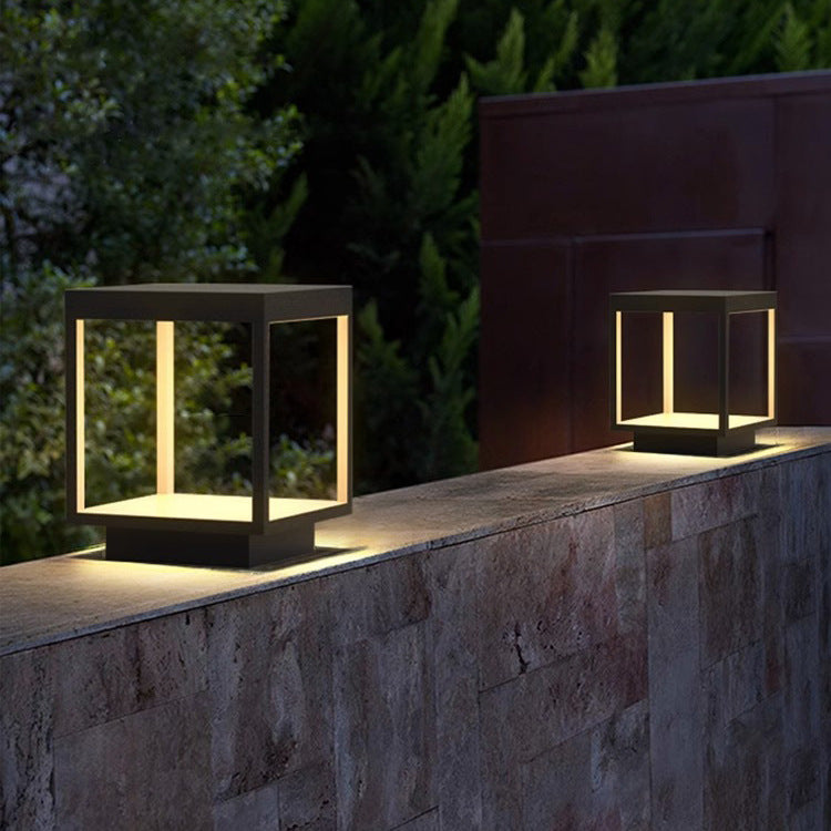 Minimalist Solar Square Iron Acrylic LED Outdoor Light