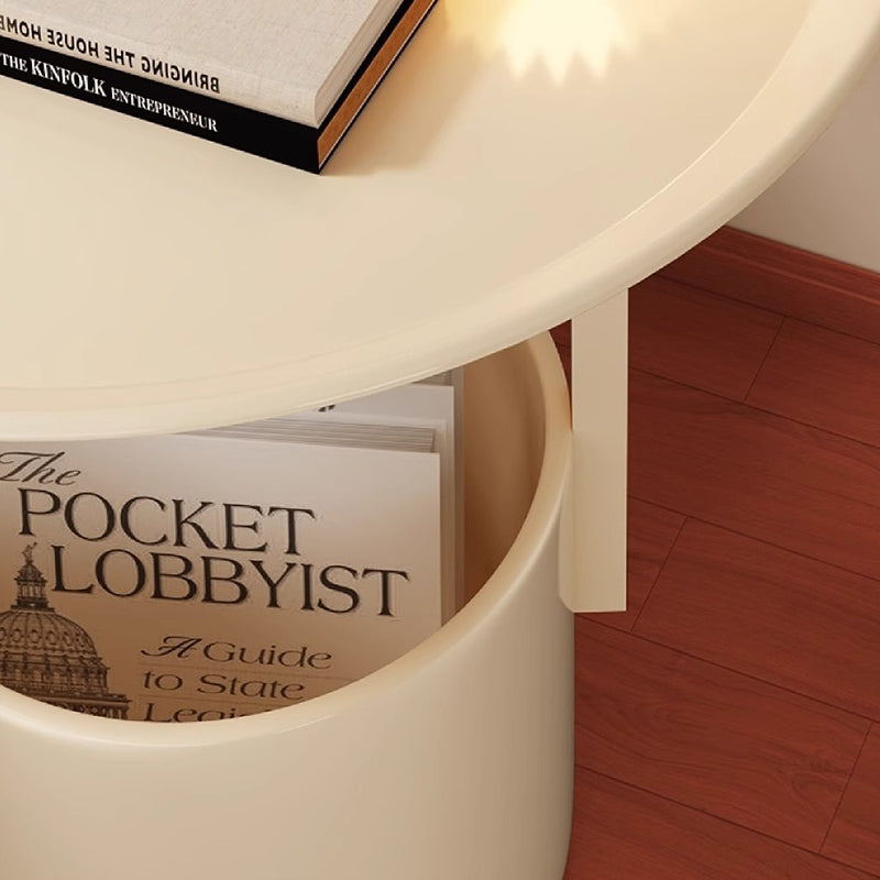 Minimalist Cream Cylinder Iron Side Table