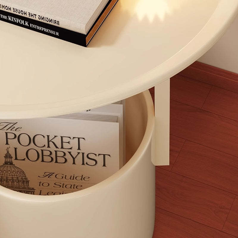 Minimalist Cream Cylinder Iron Side Table