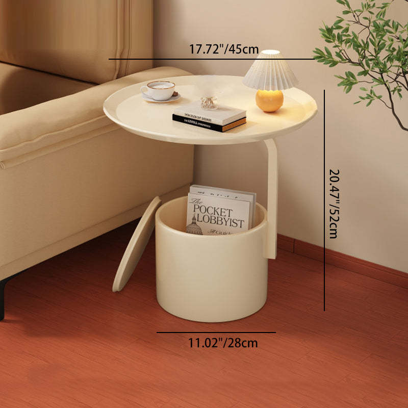 Minimalist Cream Cylinder Iron Side Table