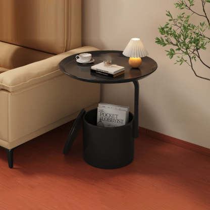 Minimalist Cream Cylinder Iron Side Table
