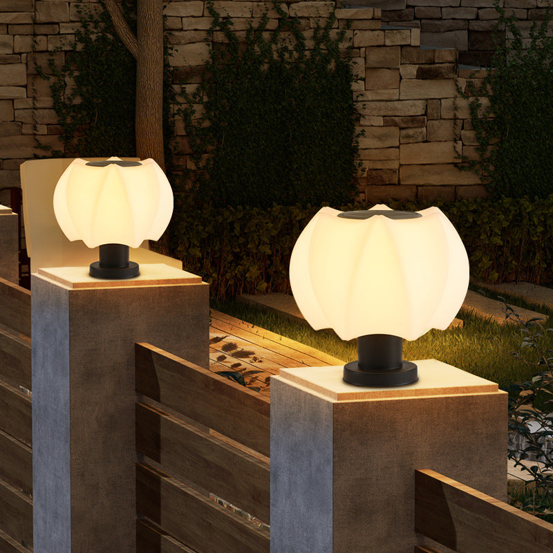 Minimalist Solar Lotus Cylinder LED Outdoor Light