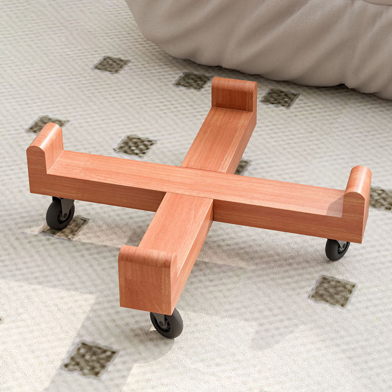 Minimalist Detachable Round Wood Side Table — With Wheels / Cherry Wood Color