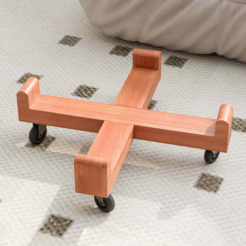 Minimalist Detachable Round Wood Side Table — With Wheels / Cherry Wood Color