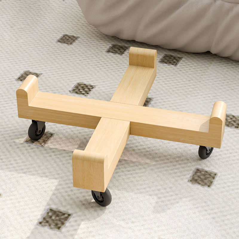 Minimalist Detachable Round Wood Side Table — With Wheels / Walnut Color