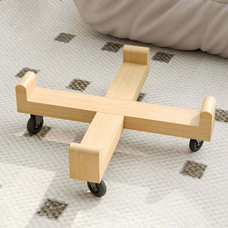 Minimalist Detachable Round Wood Side Table — With Wheels / Walnut Color